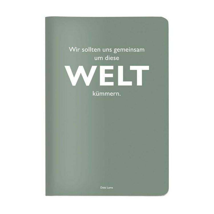 Produktbild: Heft A5 kariert, "Wir sollten uns gemeinsam um diese Welt k&uuml;mmern." (Dalai Lama)