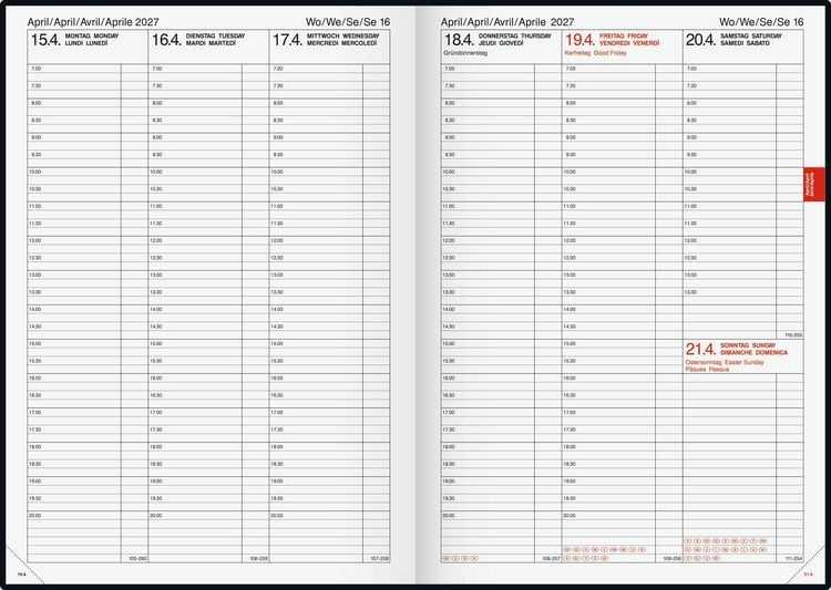 Produktbild: BRUNNEN 1076361907 Buchkalender Mod. 763 2027 A4, Kunststoff, vulkanschwarz