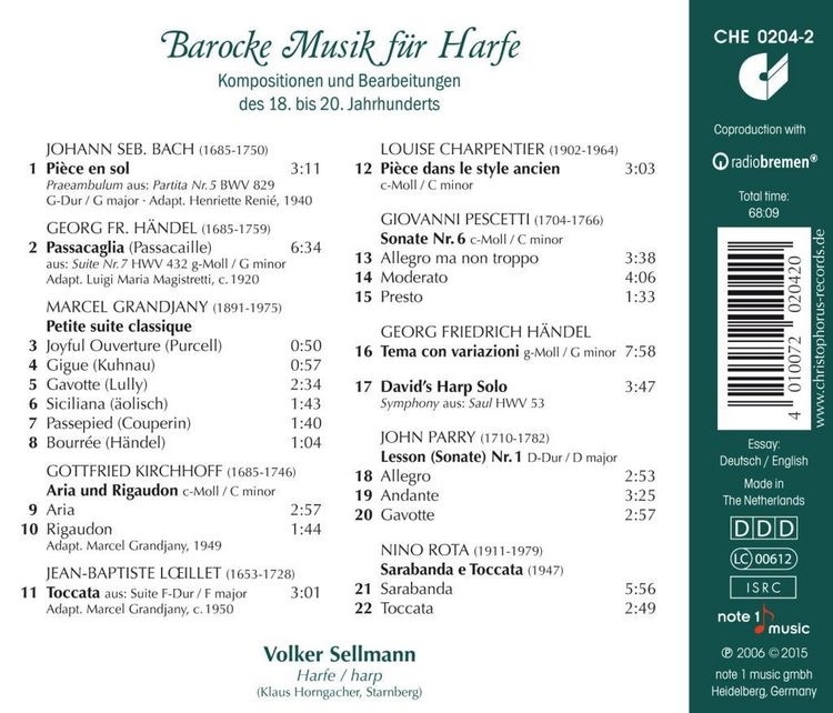 Produktbild: Music for Baroque Harp