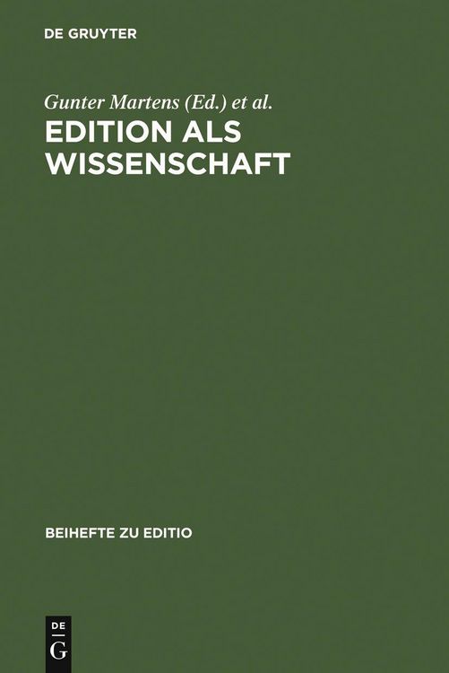 Produktbild: Edition als Wissenschaft