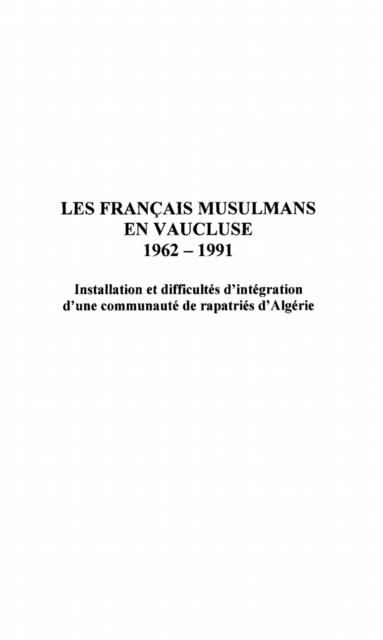 Produktbild: Les Francais musulmans en Vaucluse 1962-1991