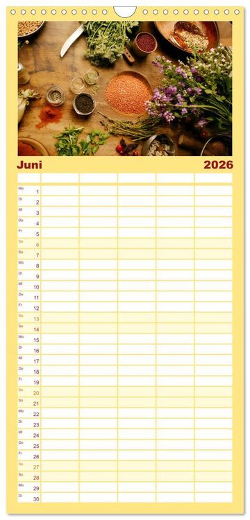 Produktbild: Familienplaner 2026 - K&uuml;chenkalender Gew&uuml;rzwelt mit 5 Spalten (Wandkalender, 21 x 45 cm) CALVENDO