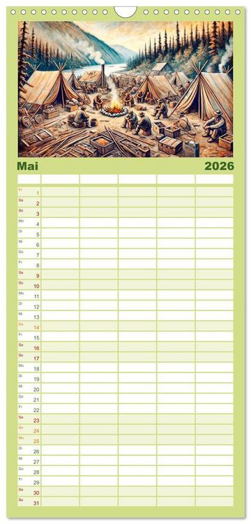 Produktbild: Familienplaner 2026 - Auf den Spuren des Goldes - Vom Goldrausch am Yukon River mit 5 Spalten (Wandkalender, 21 x 45 cm) CALVENDO