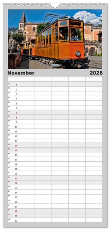 Produktbild: Familienplaner 2026 - Durch die Welt mit der Stra&szlig;enbahn mit 5 Spalten (Wandkalender, 21 x 45 cm) CALVENDO