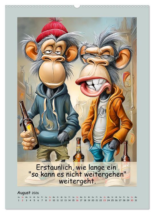 Produktbild: Affengeil. Humor aus dem Gro&szlig;stadtdschungel (hochwertiger Premium Wandkalender 2026 DIN A2 hoch), Kunstdruck in Hochglanz