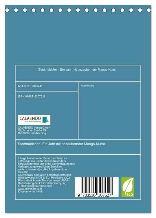 Produktbild: Stadtm&auml;dchen. Ein Jahr mit bezaubernder Manga-Kunst (Tischkalender 2026 DIN A5 hoch), CALVENDO Monatskalender