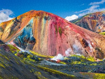 Produktbild: CALVENDO Puzzle Island, Regenbogen Vulkanberge Landmannalaugar | 1000 Teile Lege-Gr&ouml;&szlig;e 64x48cm Foto-Puzzle f&uuml;r gl&uuml;ckliche Stunden