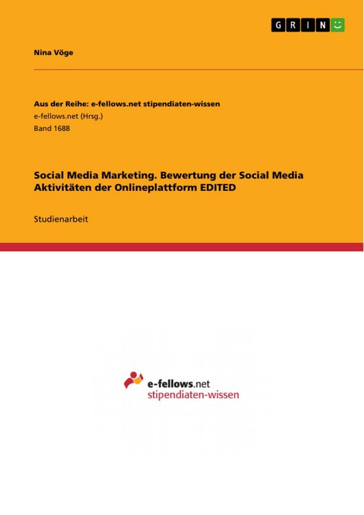 Produktbild: Social Media Marketing. Bewertung der Social Media Aktivit&auml;ten der Onlineplattform EDITED