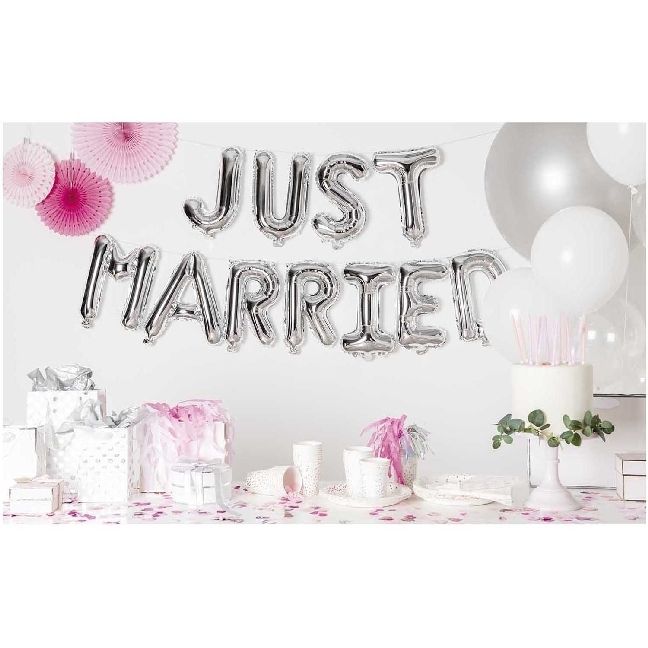 Produktbild: Folienballon Set Just Married, Silber