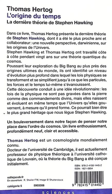 Produktbild: L'origine du temps : la derni&egrave;re th&eacute;orie de Stephen Hawking