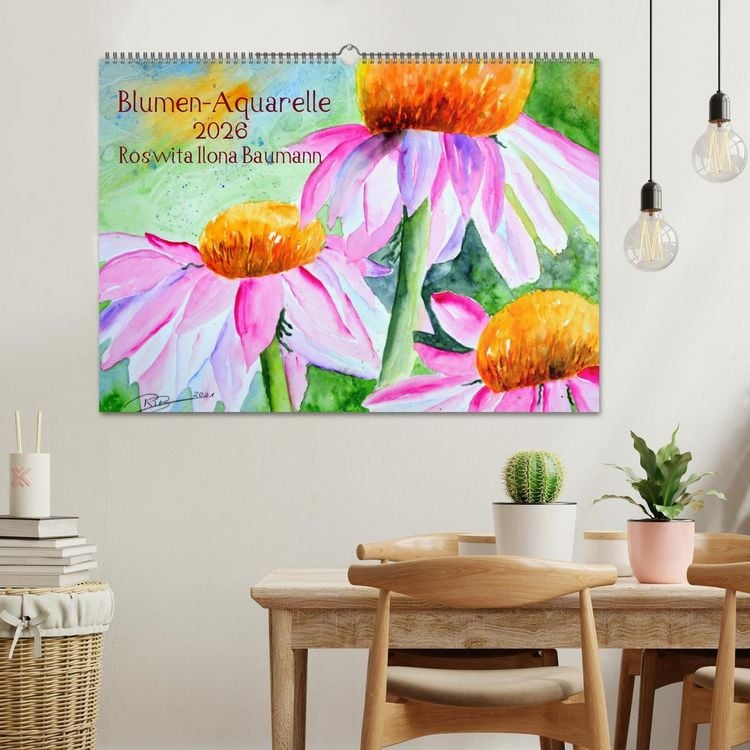 Produktbild: Blumen-Aquarelle (Wandkalender 2026 DIN A2 quer), CALVENDO Monatskalender
