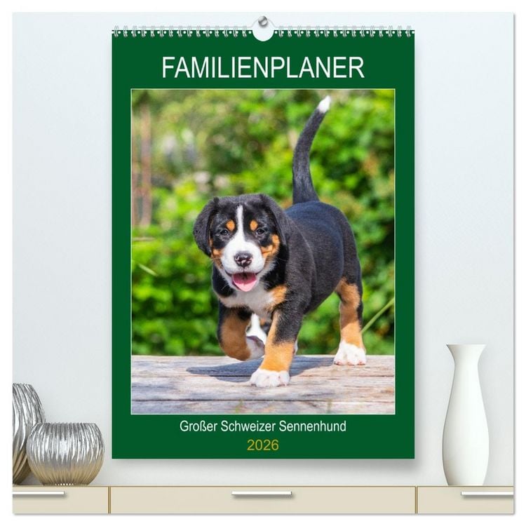 Produktbild: Familienplaner Gro&szlig;er Schweizer Sennenhund (hochwertiger Premium Wandkalender 2026 DIN A2 hoch), Kunstdruck in Hochglanz