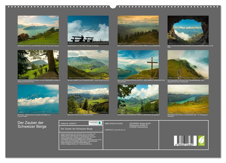 Produktbild: Der Zauber der Schweizer Berge (hochwertiger Premium Wandkalender 2026 DIN A2 quer), Kunstdruck in Hochglanz