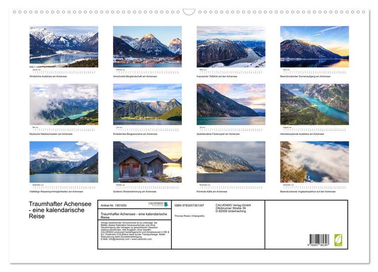 Produktbild: Traumhafter Achensee - eine kalendarische Reise (Wandkalender 2026 DIN A2 quer), CALVENDO Monatskalender