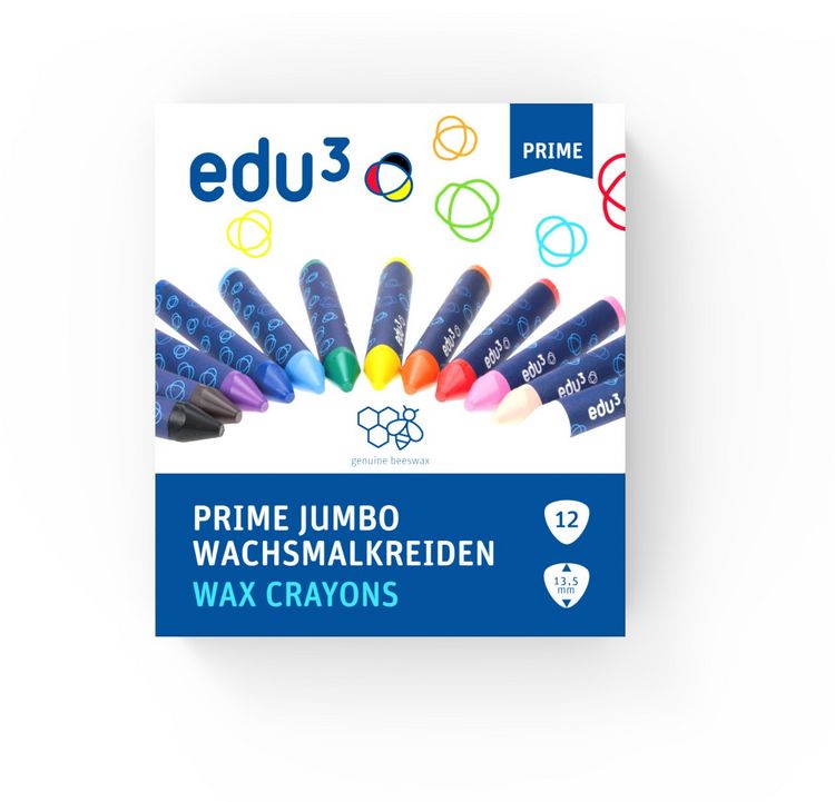 Produktbild: edu&sup3; PRIME Jumbo Wachsmalkreide, 12er Set
