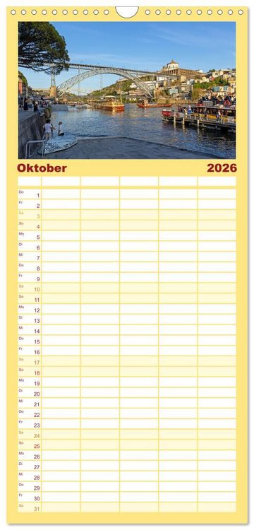 Produktbild: Familienplaner 2026 - Portugal - Porto, Coimbra, Lissabon mit 5 Spalten (Wandkalender, 21 x 45 cm) CALVENDO