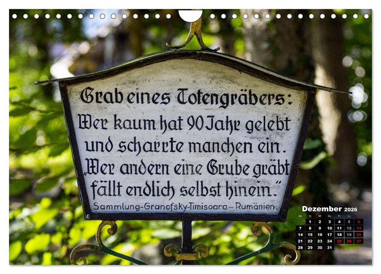 Produktbild: Lustige Marterlspr&uuml;che (Wandkalender 2026 DIN A4 quer), CALVENDO Monatskalender