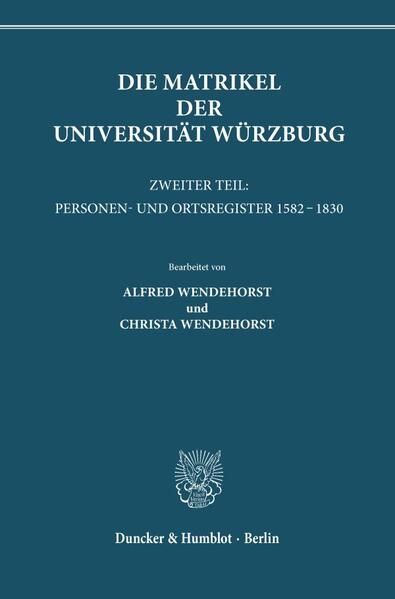 Produktbild: Die Matrikel der Universit&auml;t W&uuml;rzburg.