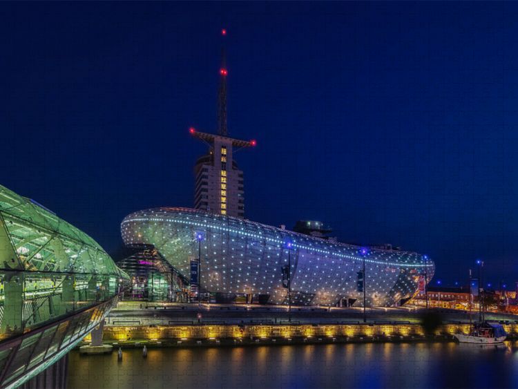 Produktbild: CALVENDO Puzzle Havenwelten mit Klimahaus - Bremerhaven | 1000 Teile Lege-Gr&ouml;&szlig;e 64x48cm Foto-Puzzle f&uuml;r gl&uuml;ckliche Stunden
