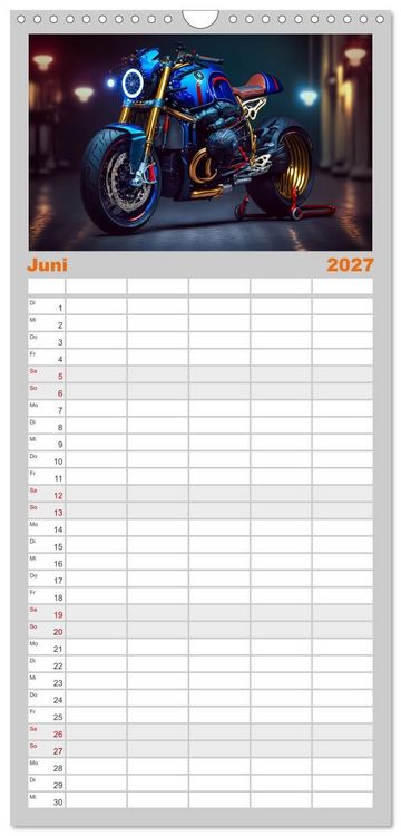 Produktbild: Familienplaner 2027 - Motorrad illusionen mit 5 Spalten (Wandkalender, 21 x 45 cm) CALVENDO