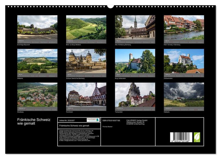 Produktbild: Fr&auml;nkische Schweiz wie gemalt (hochwertiger Premium Wandkalender 2026 DIN A2 quer), Kunstdruck in Hochglanz