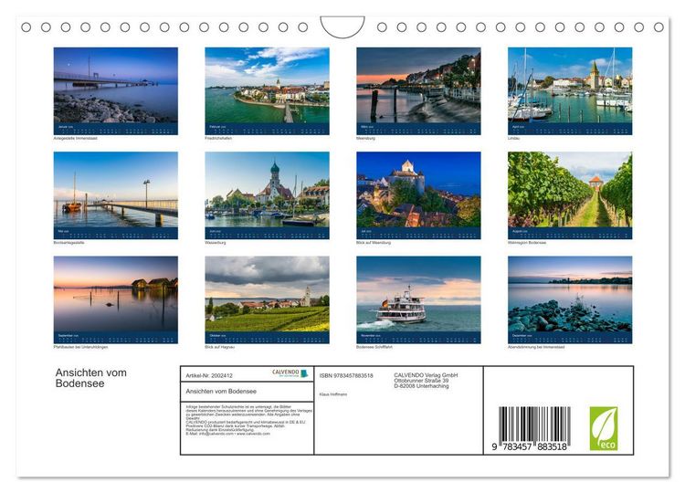 Produktbild: Ansichten vom Bodensee (Wandkalender 2026 DIN A4 quer), CALVENDO Monatskalender