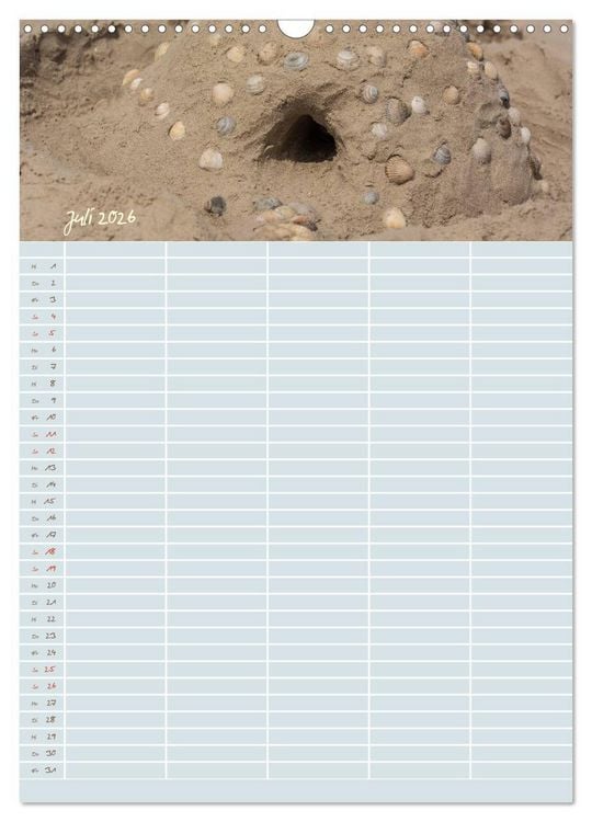 Produktbild: Kleine Sand-Sch&ouml;nheiten / Familienplaner (Wandkalender 2026 DIN A3 hoch), CALVENDO Monatskalender