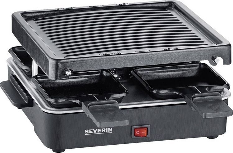 Produktbild: Severin 2370 Raclette Antihaftbeschichtung, 4 Pf&auml;nnchen, Grillfunktion Schwarz