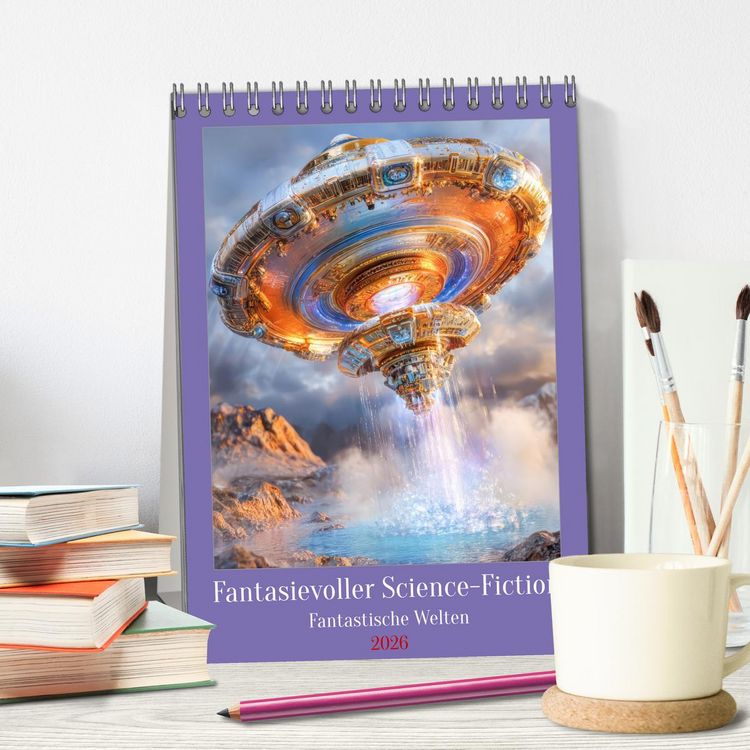 Produktbild: Fantasievoller Science-Fiction - Fantastische Welten (Tischkalender 2026 DIN A5 hoch), CALVENDO Monatskalender