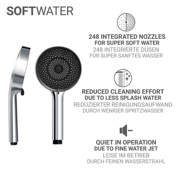 Produktbild: Brauseset Mod. Softwater, 70 cm, chrom, Edelstahl, mikrotropfen-technologie f&uuml;r sanftes duschen