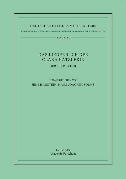 Produktbild: Das Liederbuch der Clara H&auml;tzlerin