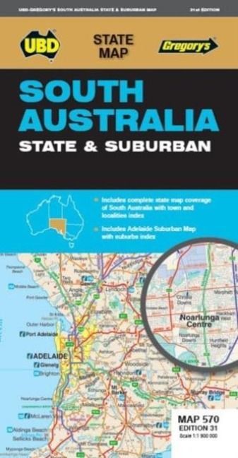 Produktbild: UBD Gregory's: South Australia State & Suburban Map 570 31st