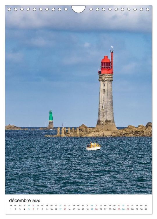 Produktbild: Phares Bretons Gardiens de la c&ocirc;te bretonne (Calendrier mural 2026 DIN A4 horizontal), CALVENDO calendrier mensuel
