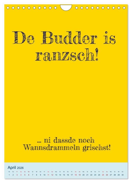 Produktbild: Ningeln&auml;sorum! Mundart und Dialekt Kalender Sachsen (Wandkalender 2026 DIN A4 hoch), CALVENDO Monatskalender
