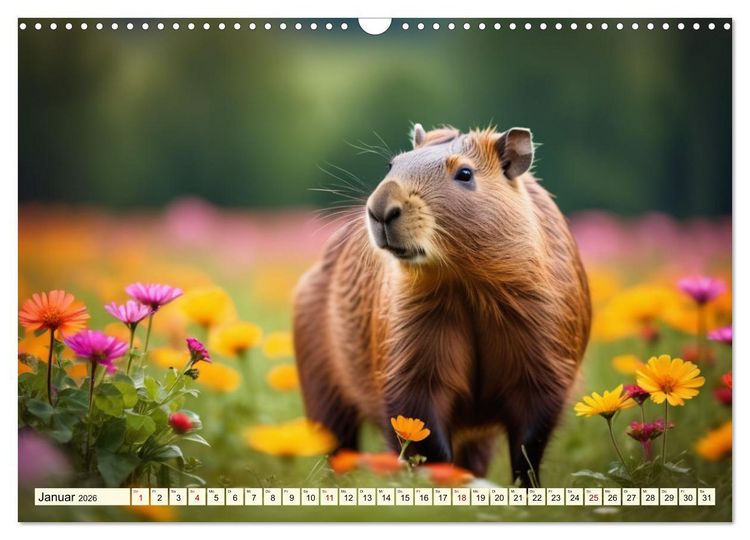 Produktbild: Capybaras - Wasserschweine die Herren der Gr&auml;ser (Wandkalender 2026 DIN A3 quer), CALVENDO Monatskalender