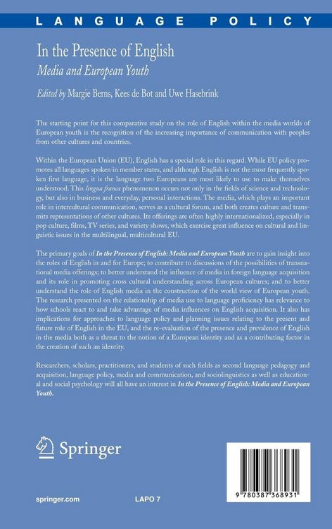 Produktbild: In the Presence of English: Media and European Youth