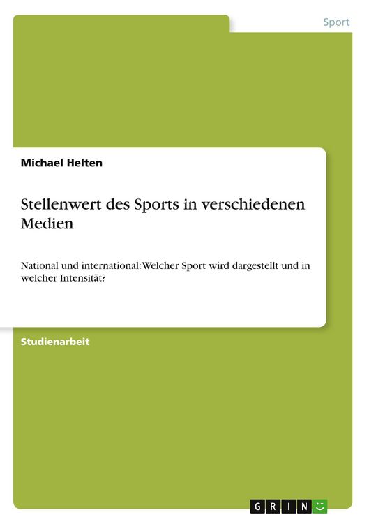 Produktbild: Stellenwert des Sports in verschiedenen Medien