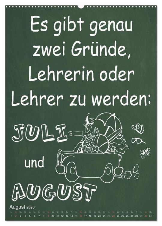 Produktbild: Coole Lehrerspr&uuml;che (Wandkalender 2026 DIN A2 hoch), CALVENDO Monatskalender