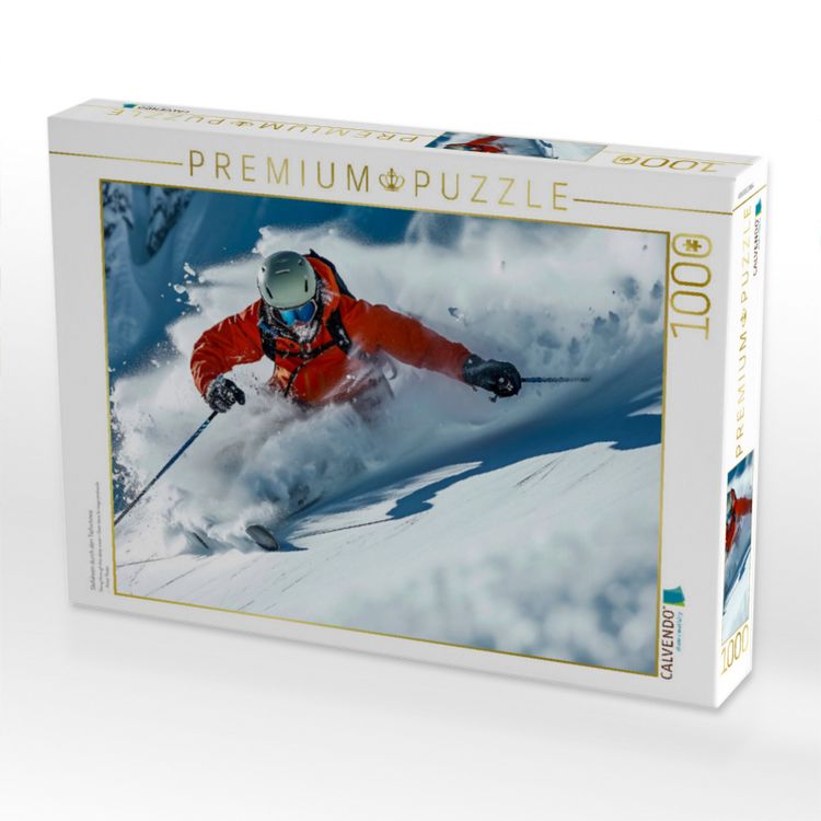 Produktbild: CALVENDO Puzzle Skifahren durch den Tiefschnee | 1000 Teile Lege-Gr&ouml;&szlig;e 64x48cm Foto-Puzzle f&uuml;r gl&uuml;ckliche Stunden
