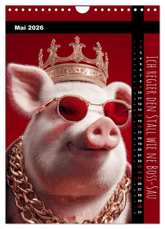 Produktbild: Coole Sau - Lustiger Spr&uuml;che Kalender mit witzigen Schweinchen (Wandkalender 2026 DIN A4 hoch), CALVENDO Monatskalender