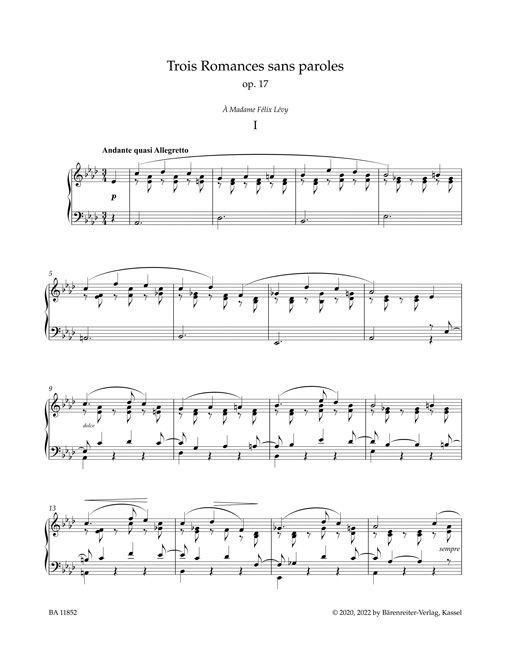 Produktbild: Trois Romances sans paroles f&uuml;r Klavier op. 17