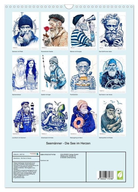 Produktbild: Seem&auml;nner - Die See im Herzen (Wandkalender 2027 DIN A3 hoch), CALVENDO Monatskalender