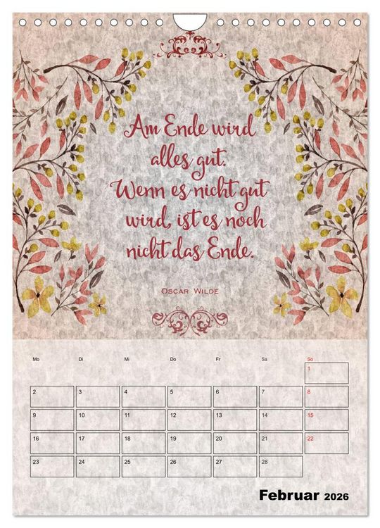 Produktbild: Lebensweisheiten zum Reflektieren (Wandkalender 2026 DIN A4 hoch), CALVENDO Monatskalender