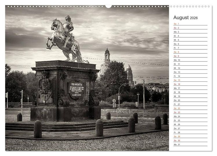 Produktbild: Dresden Schwarz-Wei&szlig; (Wandkalender 2026 DIN A2 quer), CALVENDO Monatskalender