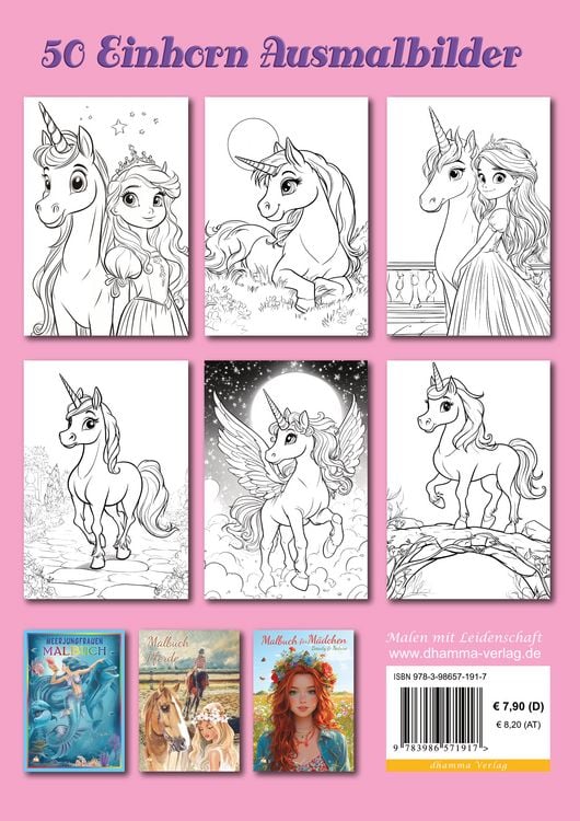 Produktbild: Einhorn Malbuch f&uuml;r M&auml;dchen ab 6 Jahren