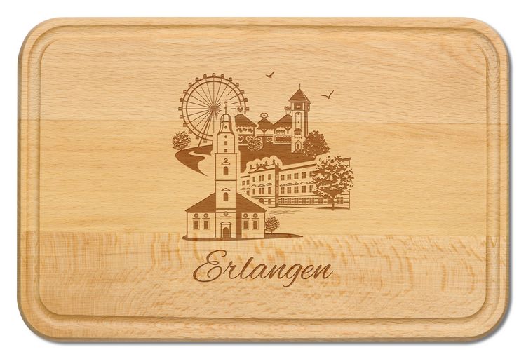 Produktbild: Buchenholz Schneidebrett 30x20cm, Motiv Erlangen