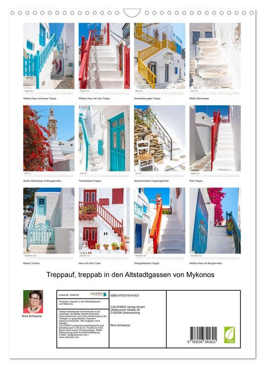 Produktbild: Treppauf, treppab in den Altstadtgassen von Mykonos (Wandkalender 2026 DIN A3 hoch), CALVENDO Monatskalender