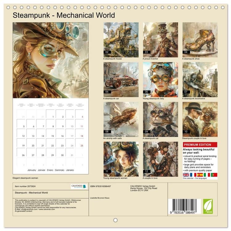Produktbild: Steampunk - Mechanical World (Wall Calendar 2026 12 &times; 12 Inch) CALVENDO 12 Month Wall Calendar
