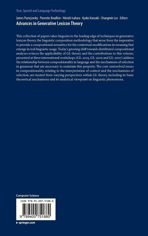 Produktbild: Advances in Generative Lexicon Theory