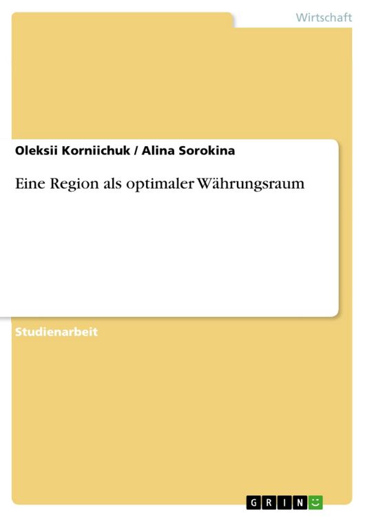 Produktbild: Eine Region als optimaler W&auml;hrungsraum